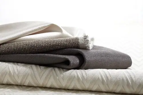 Cloth folded on the cutting table